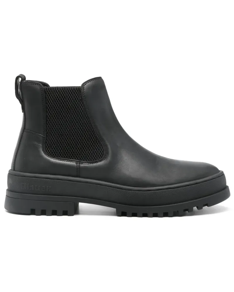 Blauer Chelsea-Boots aus Leder - Schwarz Schwarz