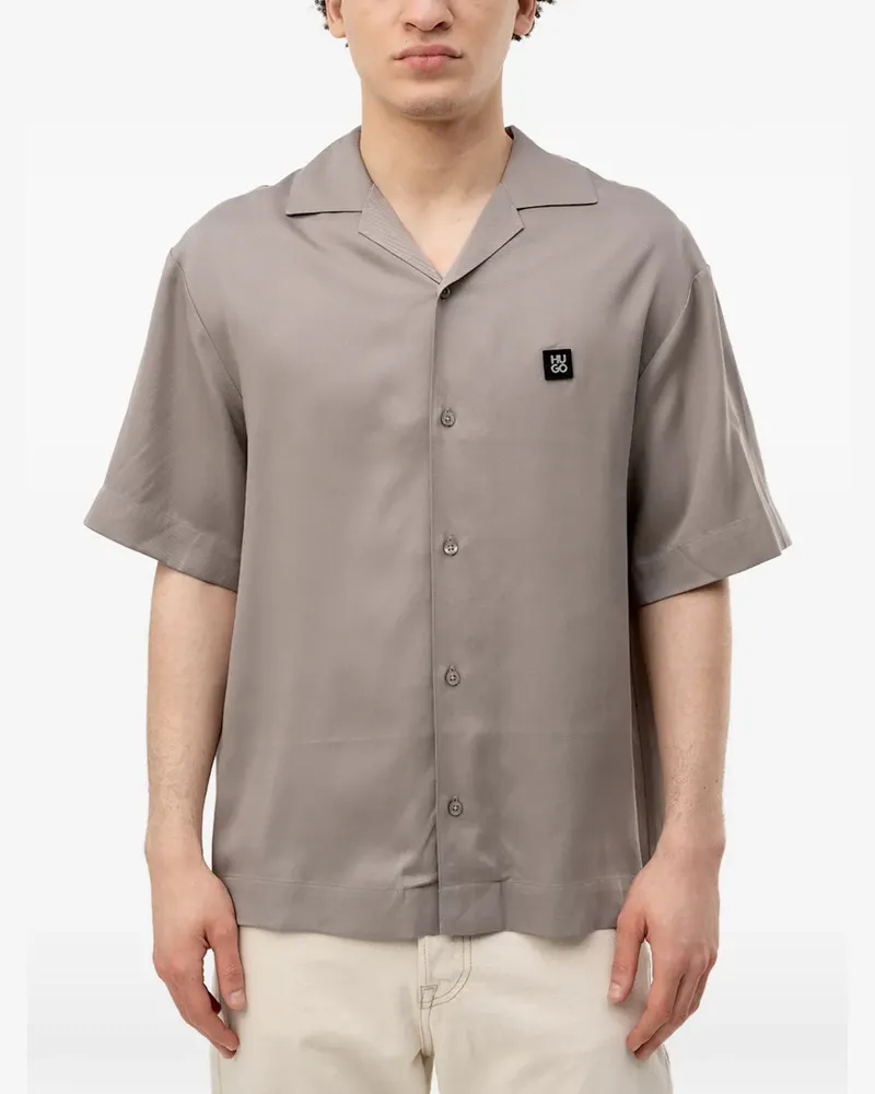 HUGO BOSS logo-patch short-sleeve shirt - Grau Grau
