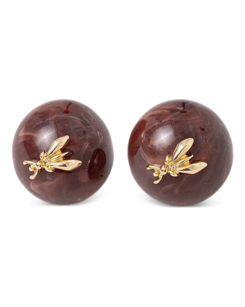 Patrizia Pepe Fly-motif marbled earrings - Braun Braun