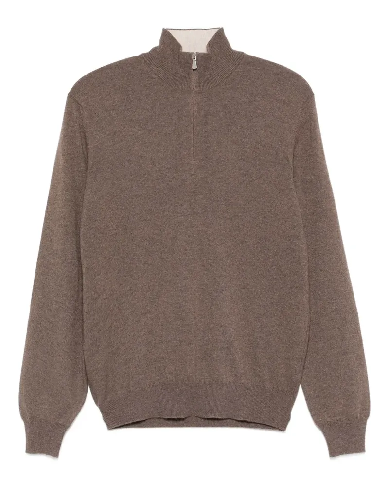 BARBA Pullover mit Stehkragen - Braun Braun
