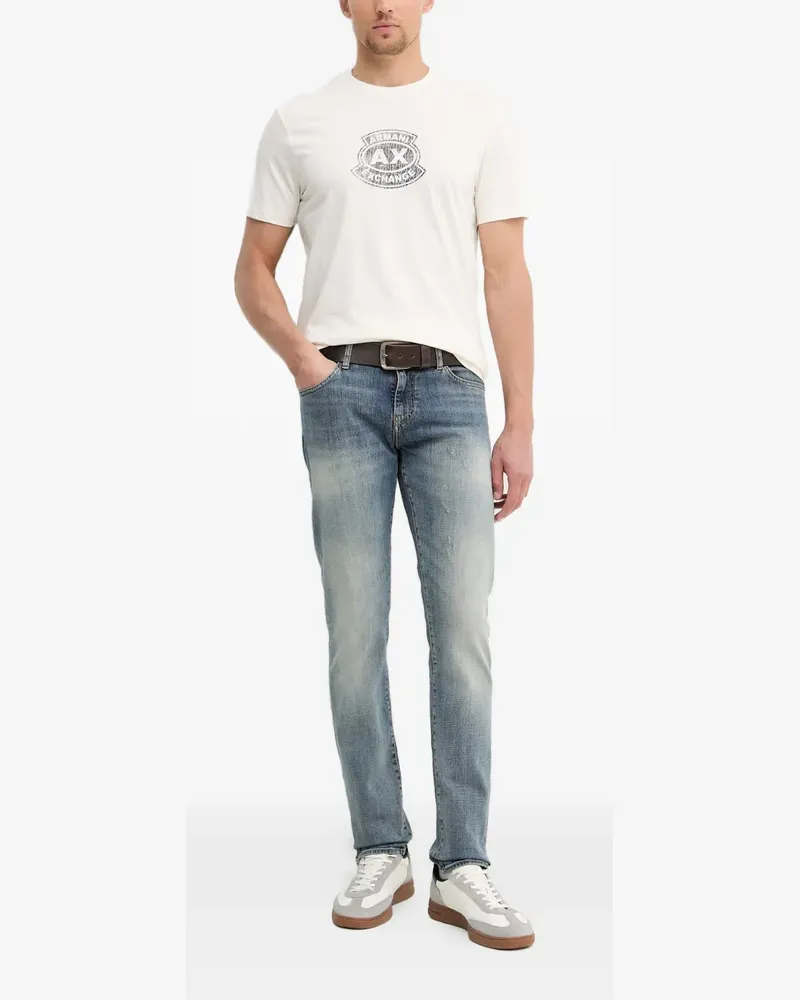 Armani Exchange Kurzärmeliges T-Shirt mit Logo-Print - Weiß Weiß