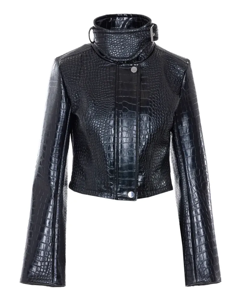 SPORTMAX Cropped-Jacke mit Alligator-Print - Schwarz Schwarz
