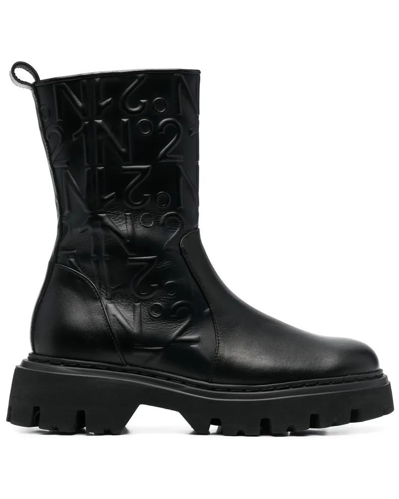 N° 21 Military-Stiefel mit Logo-Prägung - Schwarz Schwarz