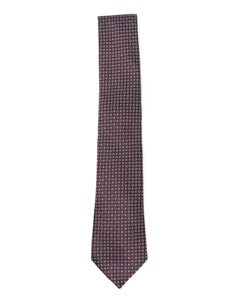 Canali geometric-print silk tie - Braun Braun