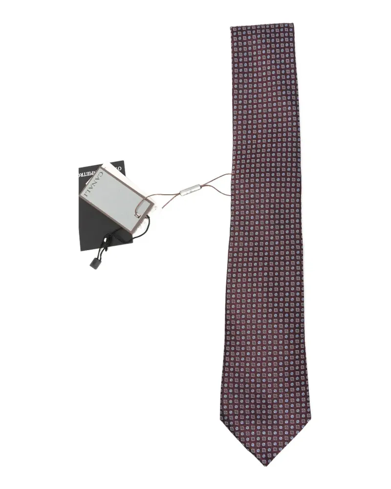 Canali geometric-print silk tie - Braun Braun