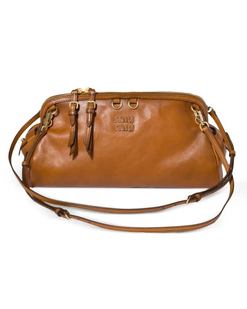 Miu Miu Caprice leather clutch - Braun Braun