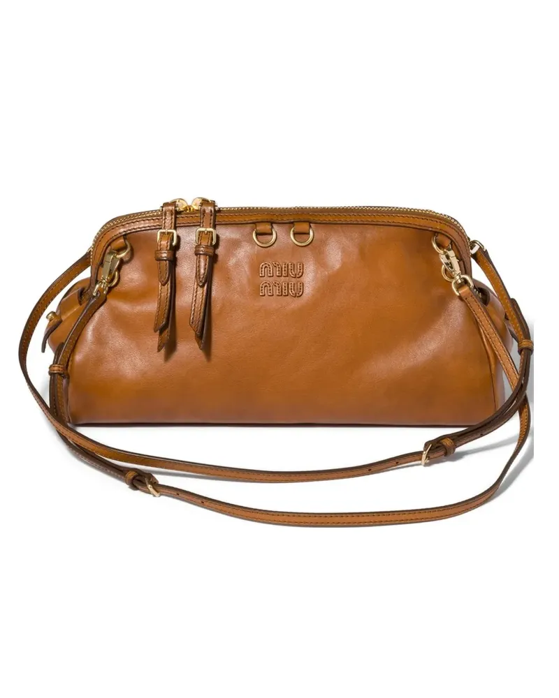 Miu Miu Caprice leather clutch - Braun Braun