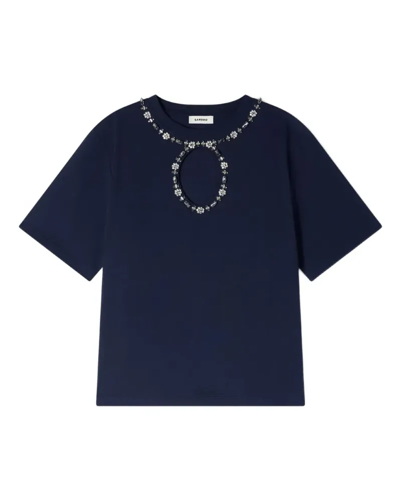 Sandro T-Shirt mit Strass - Blau Blau