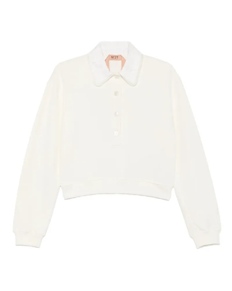 N° 21 Sweatshirt mit Spitzenkragen - Weiß Weiß