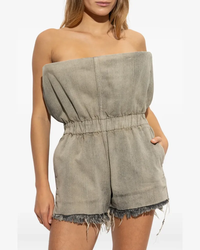 Rick Owens Asymmetrischer Jumpsuit mit ausgefranstem Finish - Grau Grau