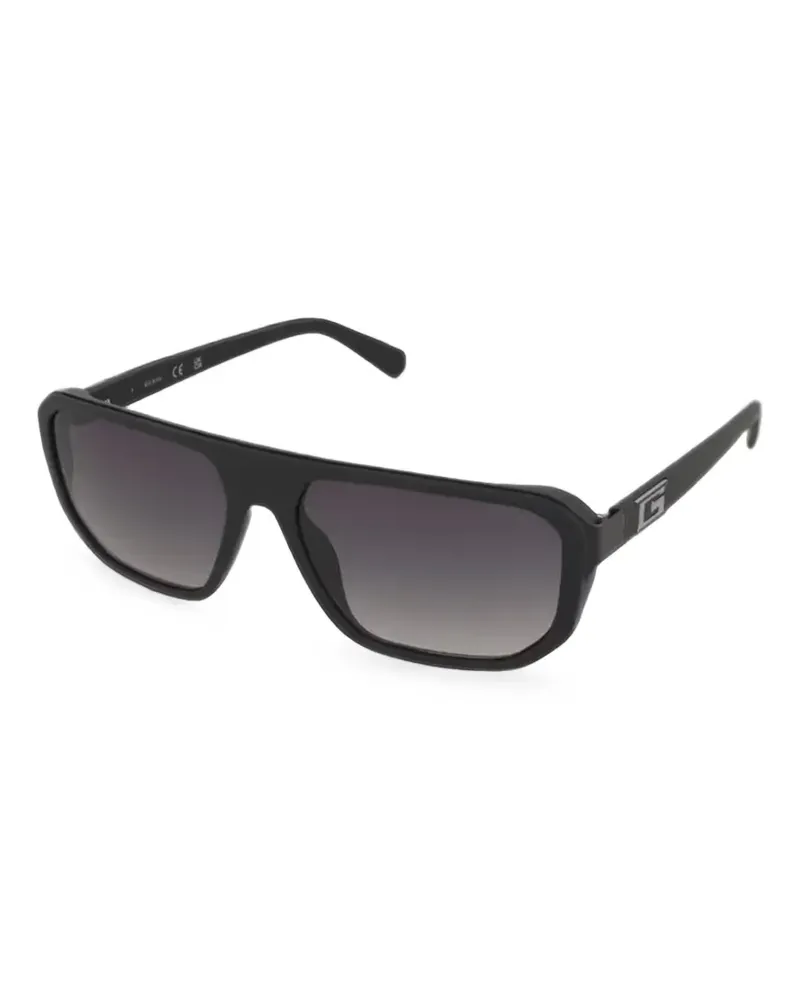 Guess Eckige Sonnenbrille mit Logo-Schild - Schwarz Schwarz