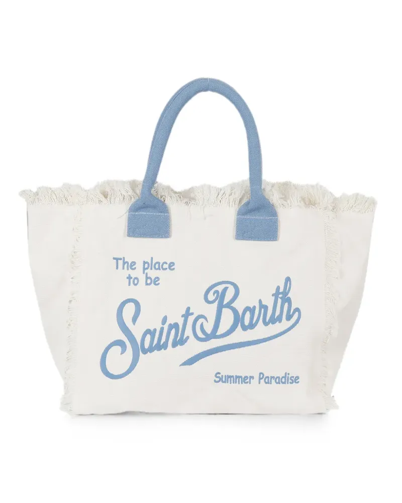 MC2 Saint Barth Vanity logo-embroidered frayed tote bag - Weiß Weiß