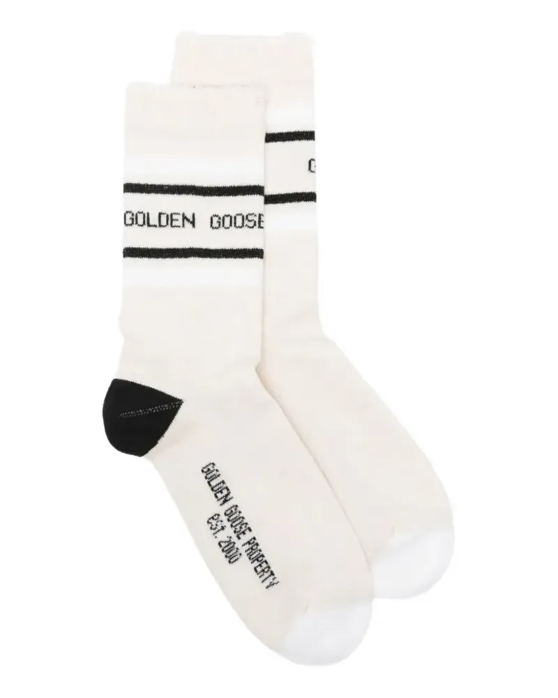 Golden Goose striped intarsia-logo socks - Nude Nude