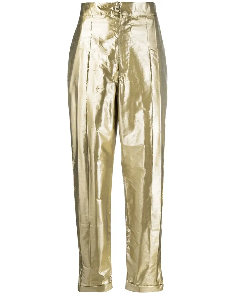 Lukhanyo Mdingi Hose im Metallic-Look - Gelb Gelb