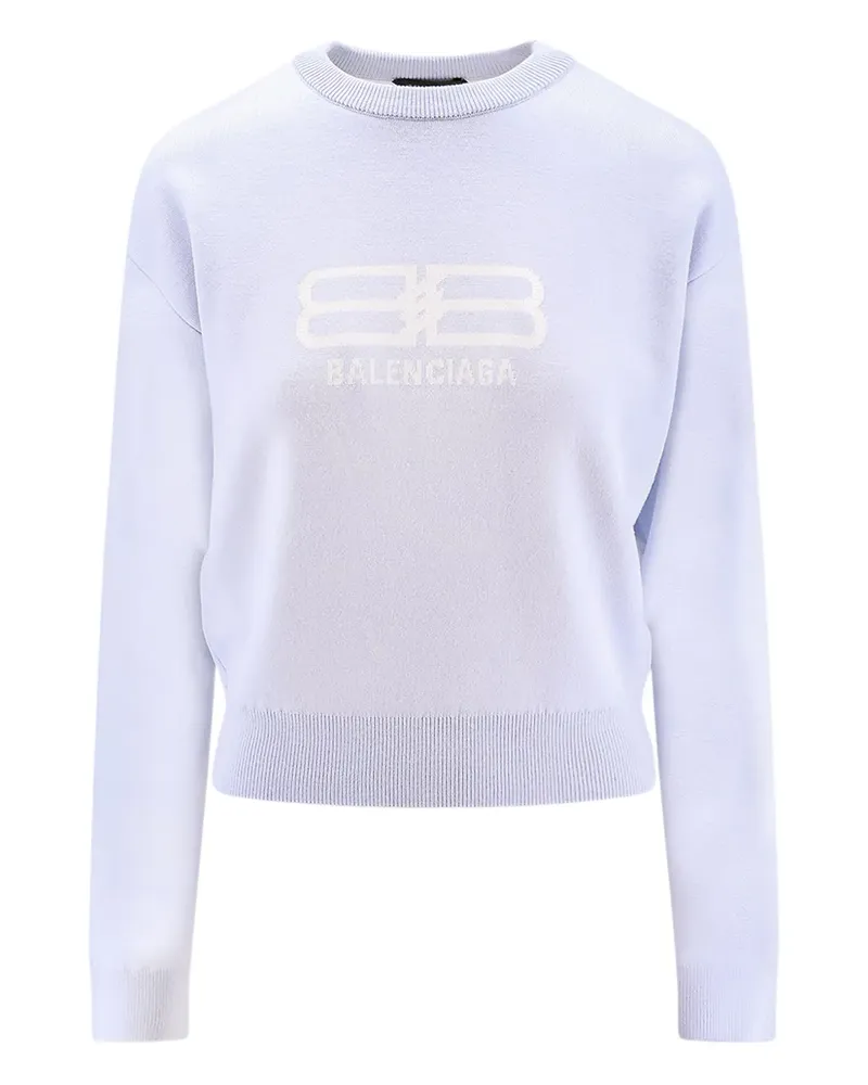 Balenciaga logo-detail crew-neck sweater - Blau Blau