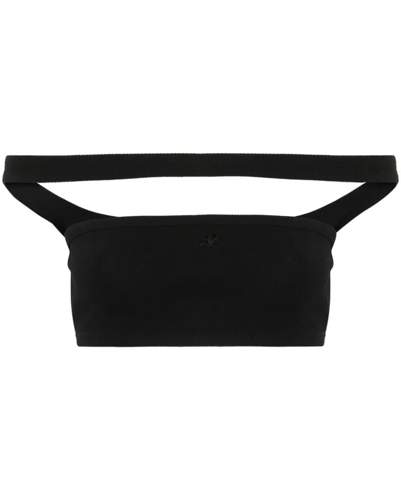 Courrèges Fein geripptes Oberteil - Schwarz Schwarz