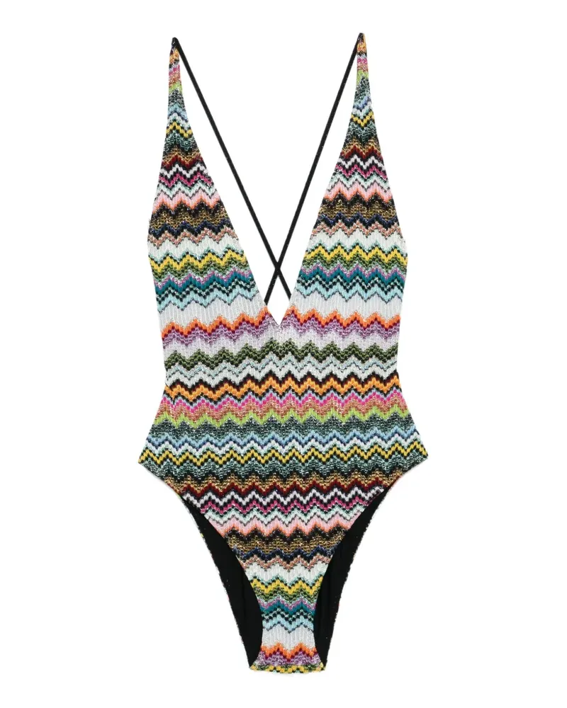 Missoni chevron V-neck swimsuit - Schwarz Schwarz