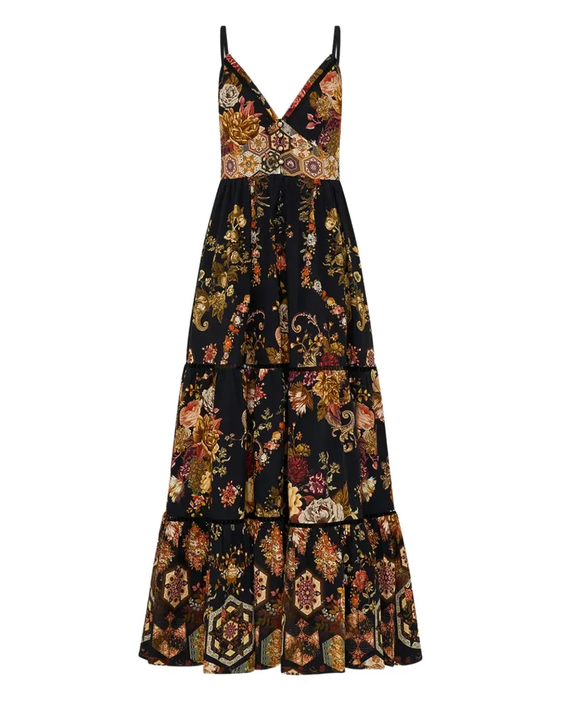 Camilla Kleid mit Blumen-Print - Schwarz Schwarz