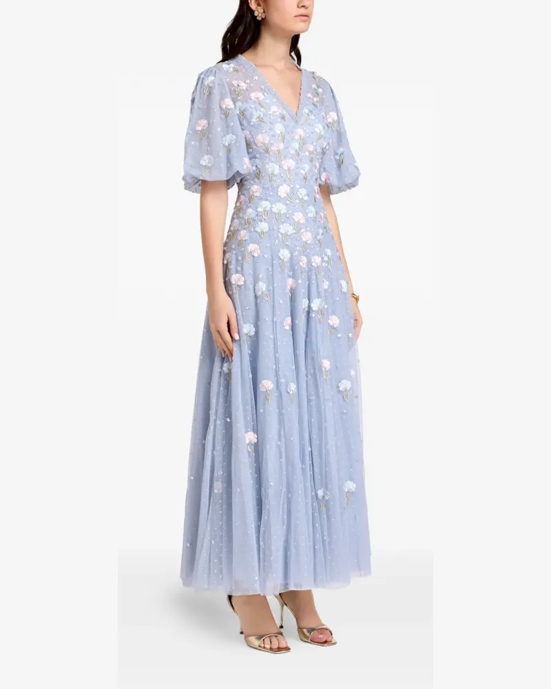 Needle & Thread floral-embroidered midi dress - Blau Blau