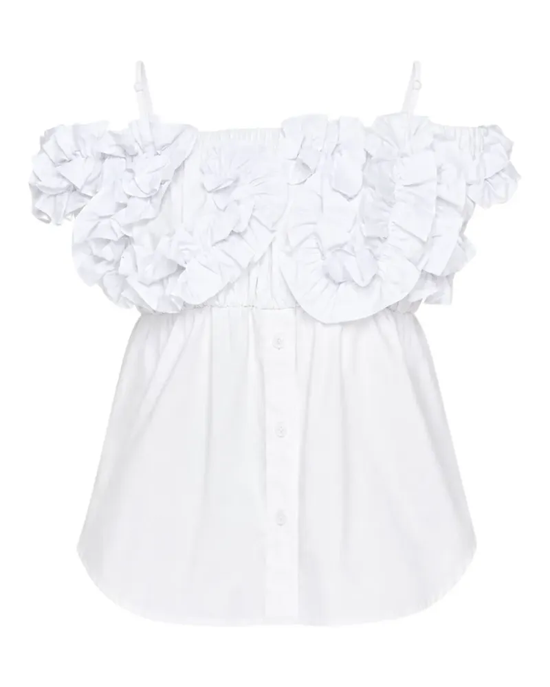 pushBUTTON ruffled off-shoulder top - Weiß Weiß
