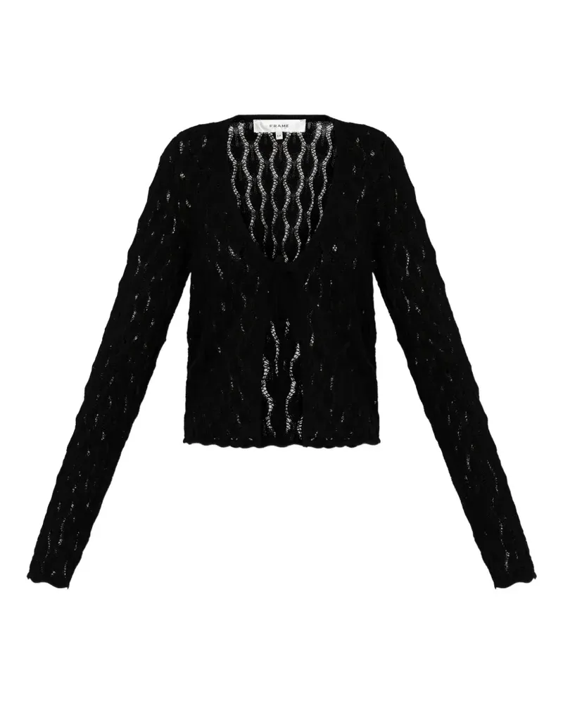 Frame Denim pointelle-knit tie-fastening cardigan - Schwarz Schwarz