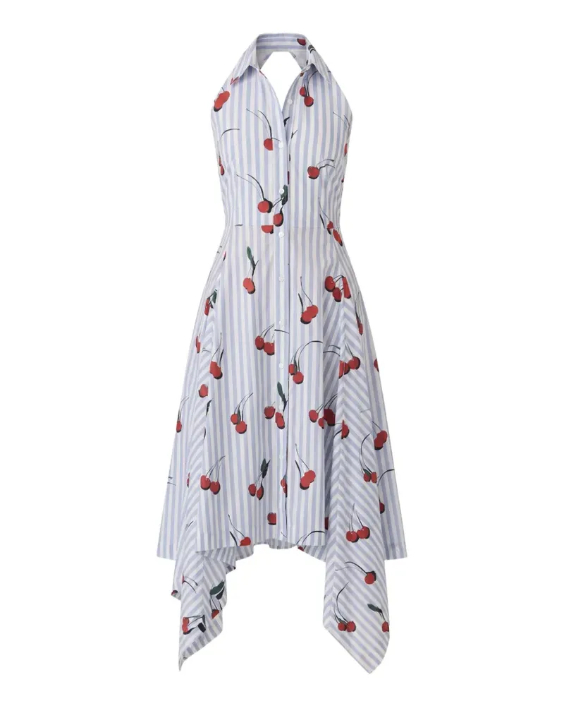 Monse cherry-print striped midi dress - Blau Blau