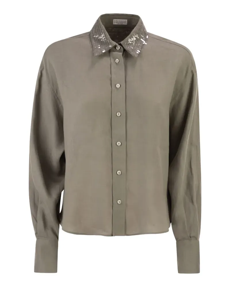 Brunello Cucinelli sequin-embellished shirt - Grün Grün