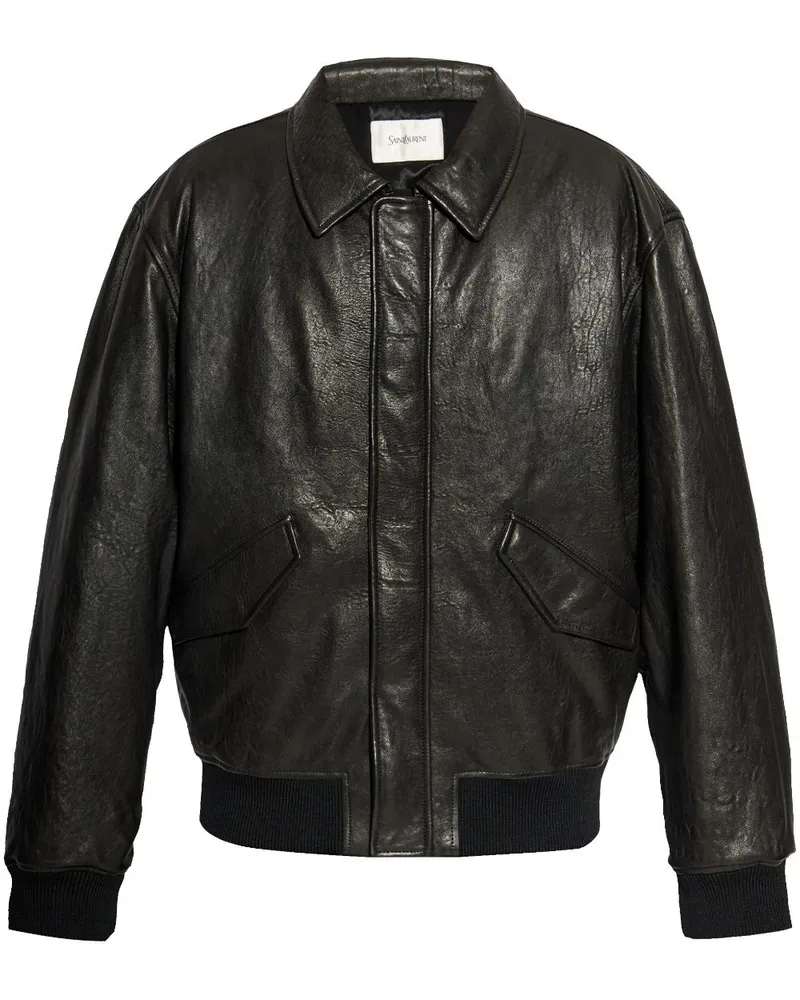 Saint Laurent Bomberjacke aus Leder - Schwarz Schwarz