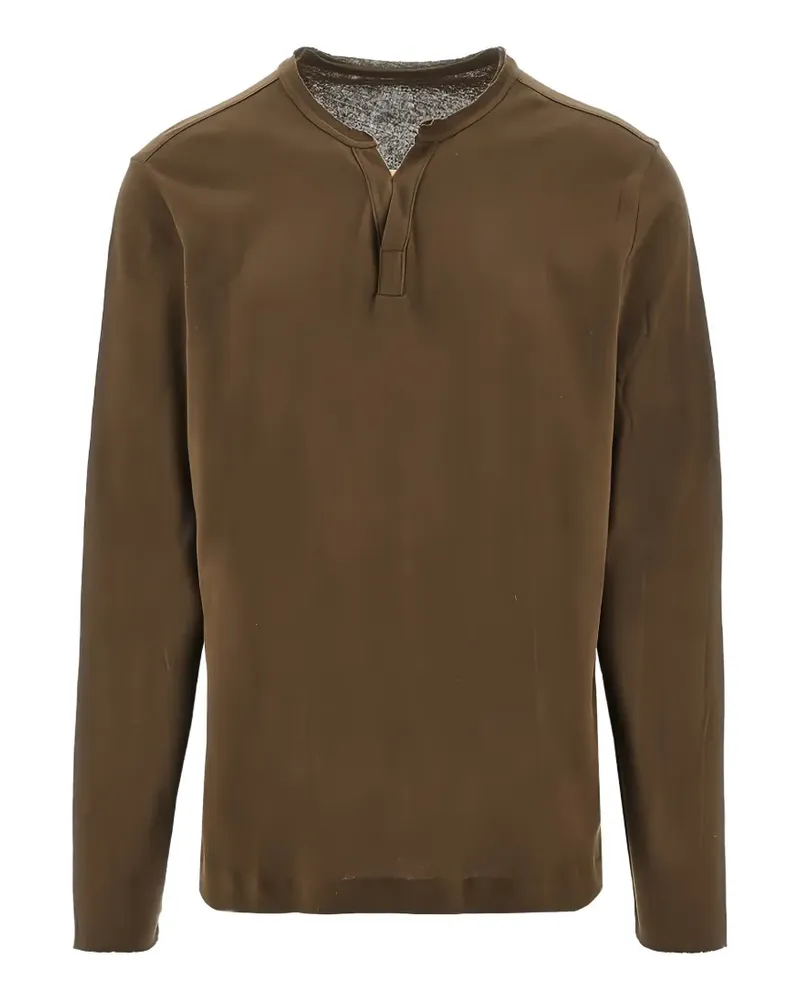 Majestic T-Shirt mit V-Ausschnitt - Braun Braun