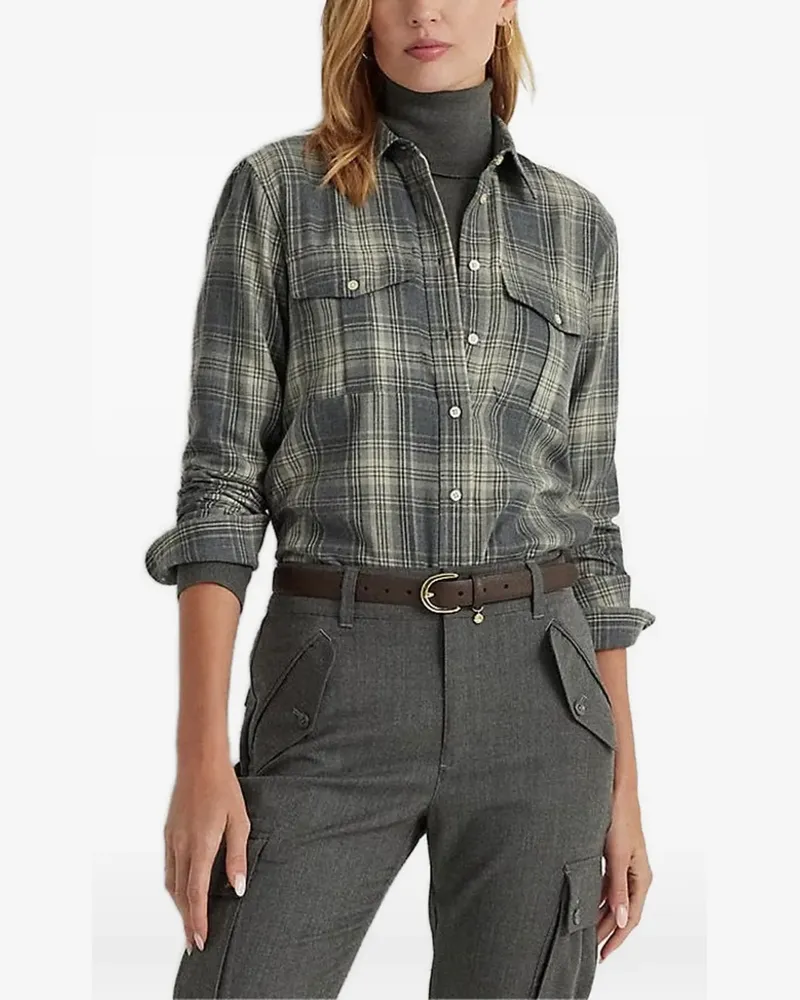 Ralph Lauren Kariertes Hemd mit Tasche - Grau Grau