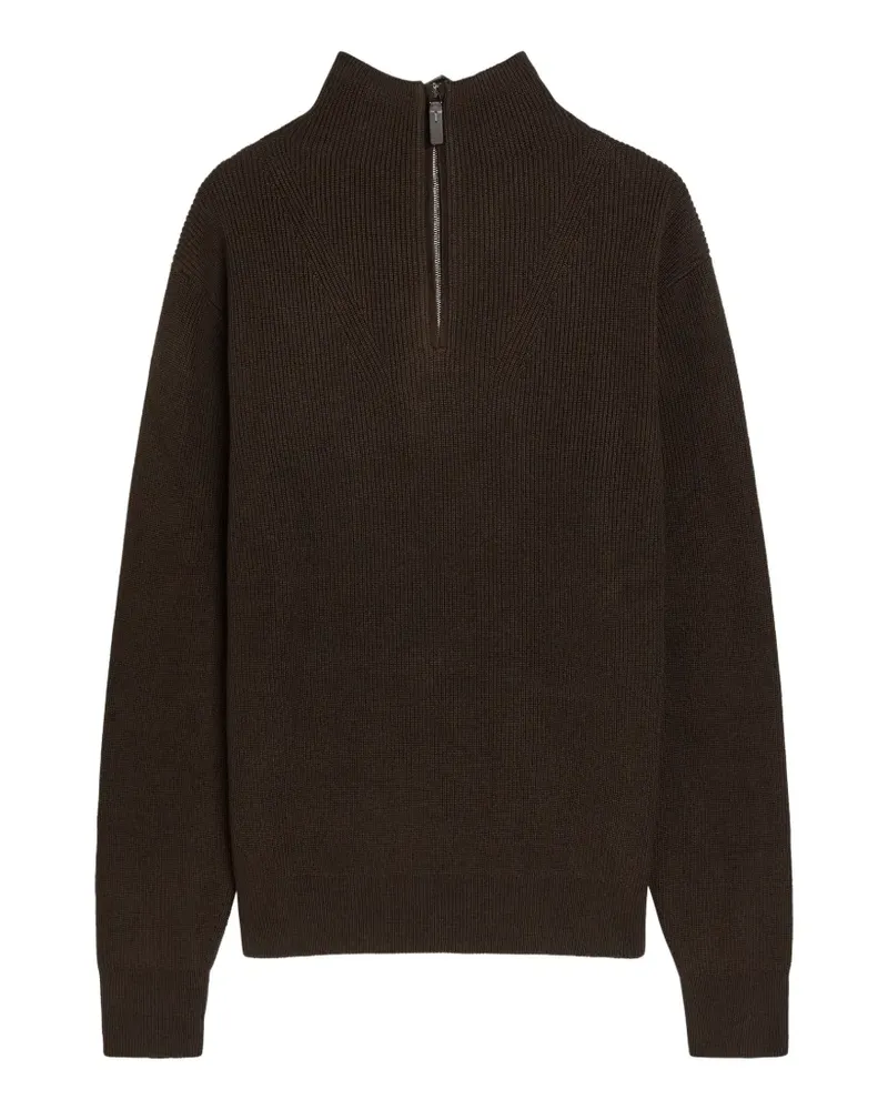 TOD'S ribbed-knit quarter-zip sweater - Braun Braun