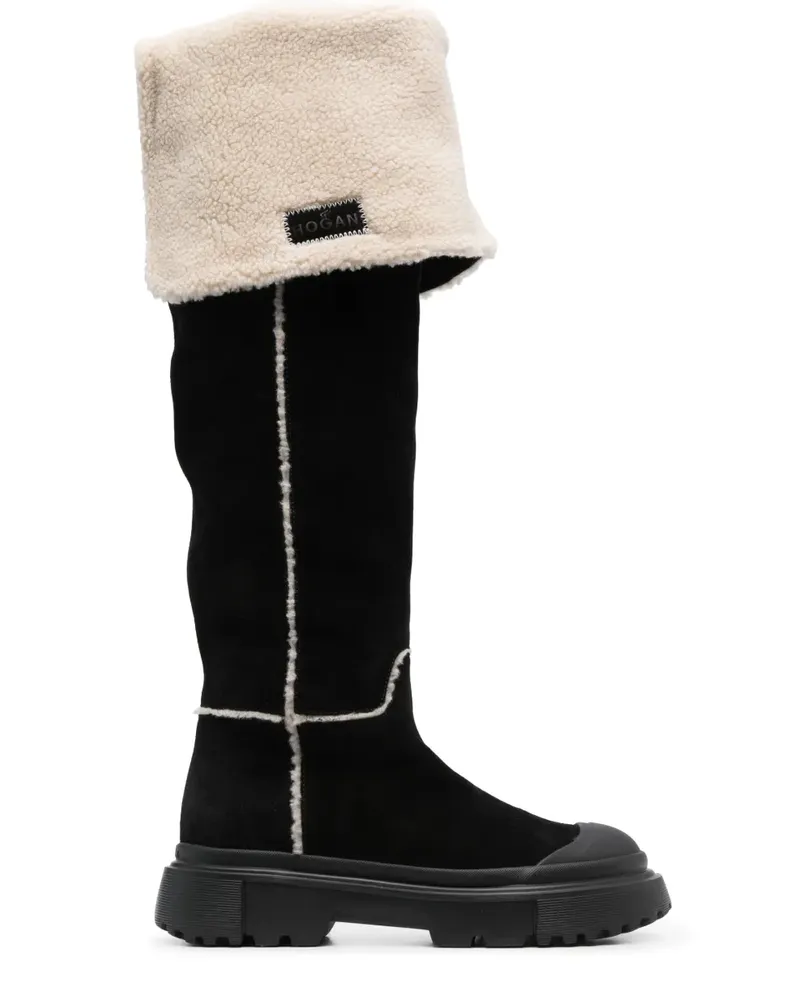 Hogan Shearling-Stiefeletten - Schwarz Schwarz