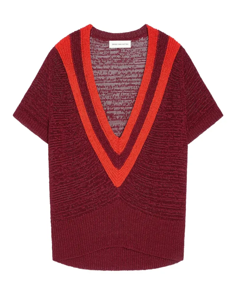 Dries van Noten Pullover mit V-Ausschnitt - Rot Rot