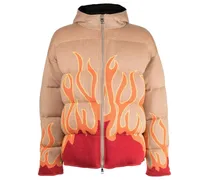 Gefütterte Jacke mit Flammen-Print