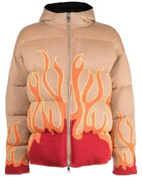 Haculla Gefütterte Jacke mit Flammen-Print Braun