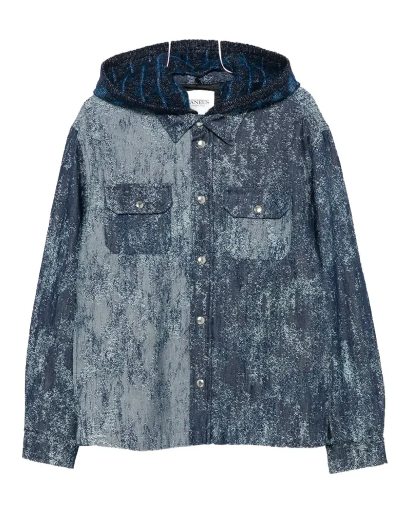 Laneus bleach-effect hooded denim jacket - Blau Blau