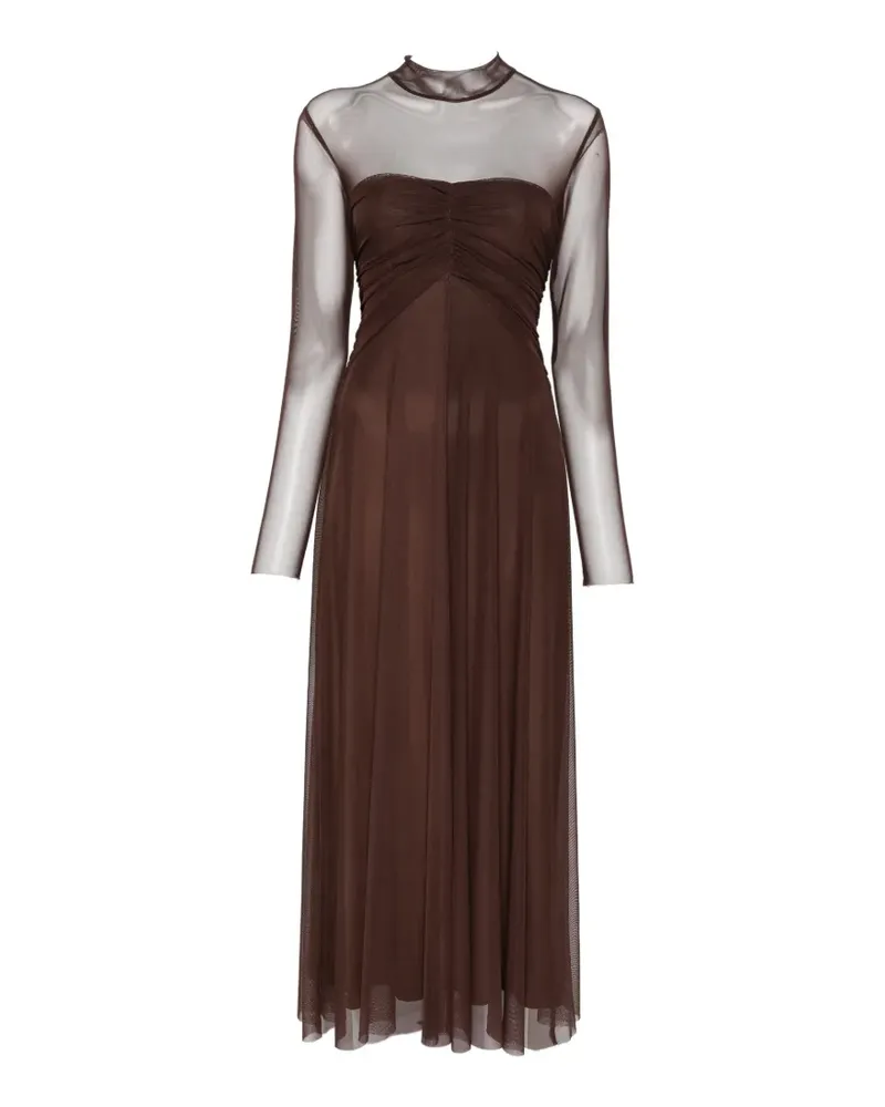 Twin-Set ruched sheer-panel maxi dress - Braun Braun