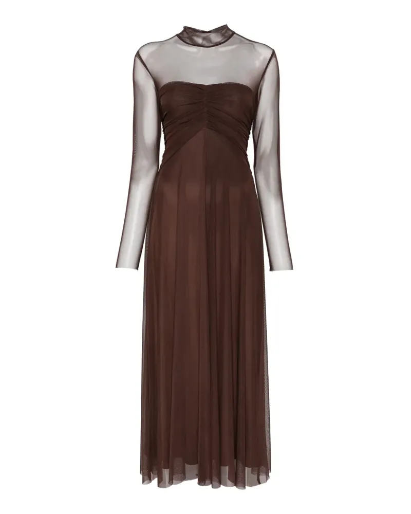 Twin-Set Gerafftes Maxikleid mit semi-transparentem Einsatz - Braun Braun
