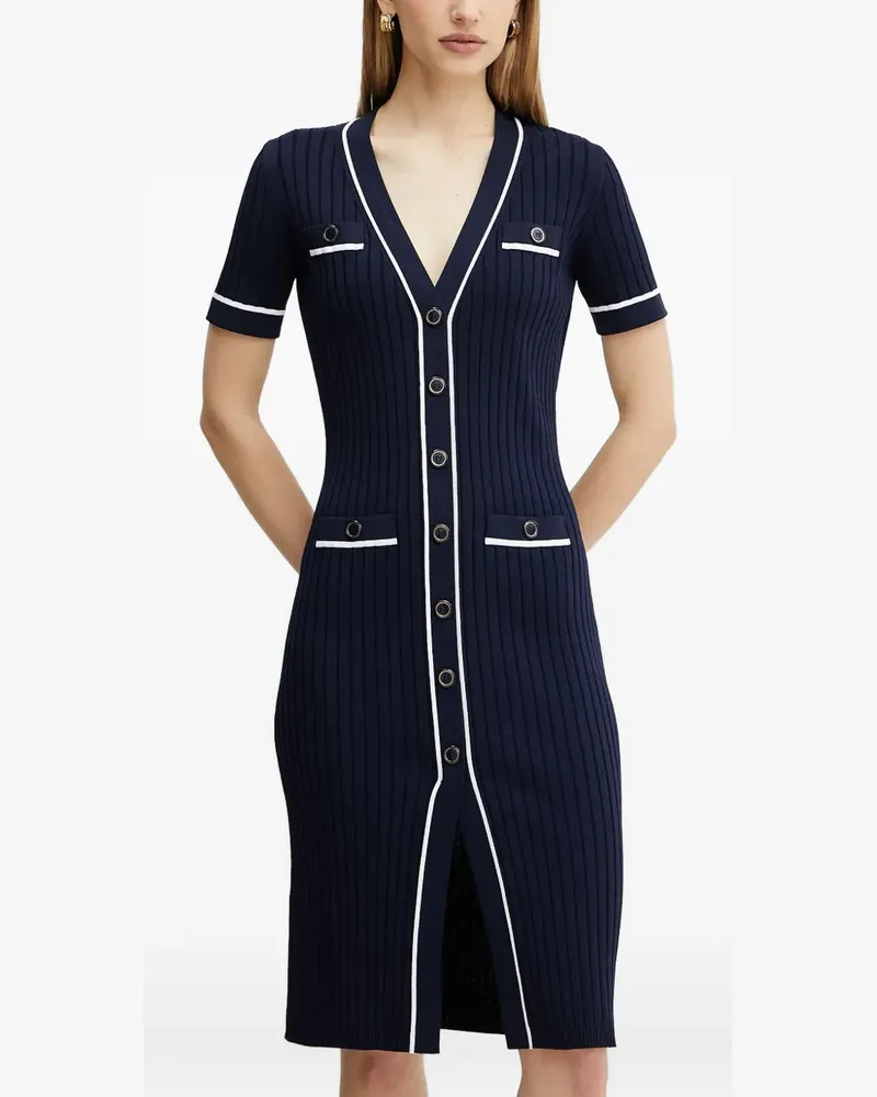 Luisa Spagnoli Geripptes Kleid mit Knopfleiste - Blau Blau