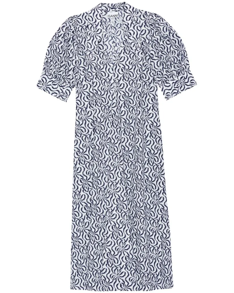 Ganni Midikleid aus Bio-Baumwolle - Blau Blau