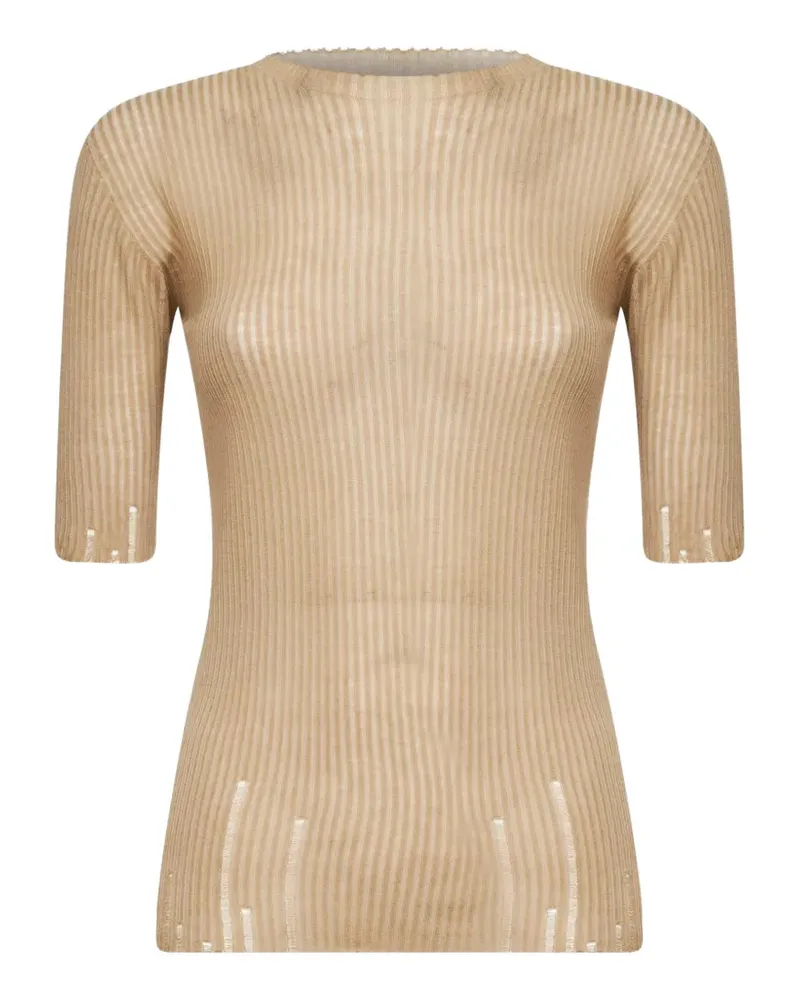 Uma Wang stitching-ladder wool top - Nude Nude