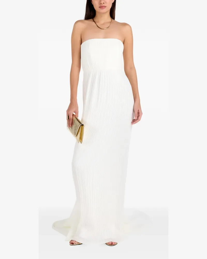 Solace London strapless plissé-effect maxi dress - Weiß Weiß