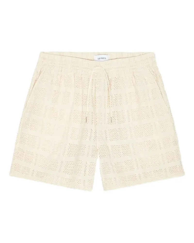 LES DEUX drawstring open-work deck shorts - Nude Nude