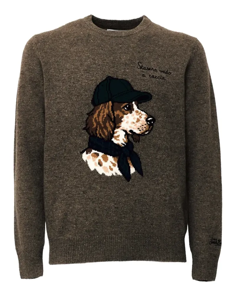 MC2 Saint Barth Heron Donegal Pullover mit Hunde-Intarsie - Braun Braun
