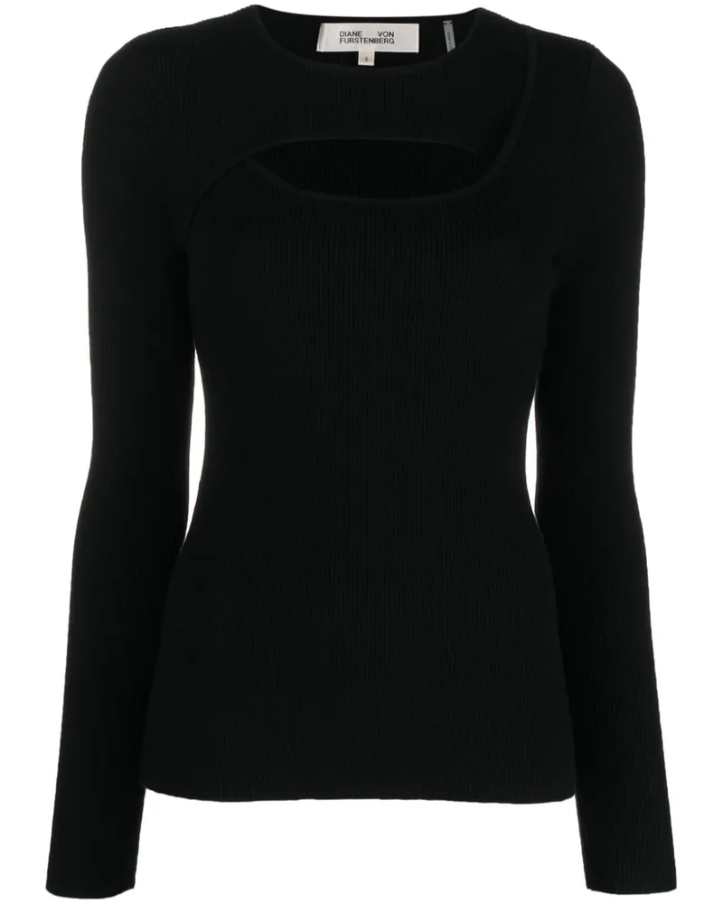 Diane von Furstenberg Langarmshirt mit Cut-Out - Schwarz Schwarz