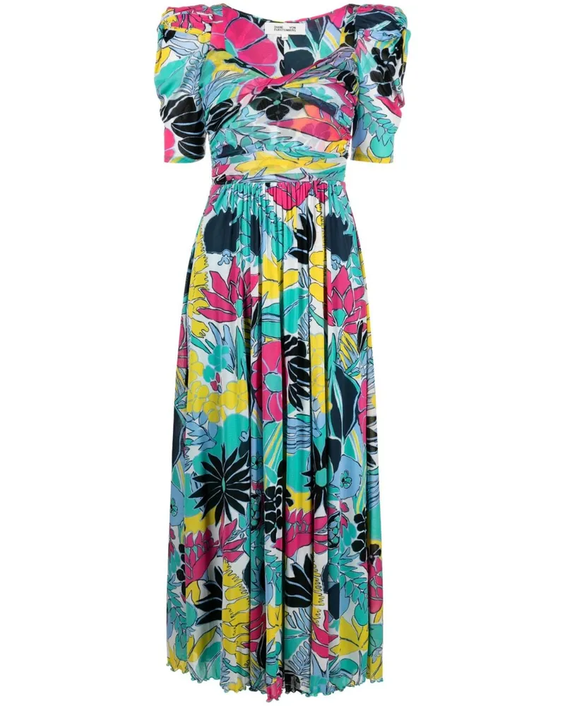 Diane von Furstenberg Kleid mit Blumen-Print - Blau Blau