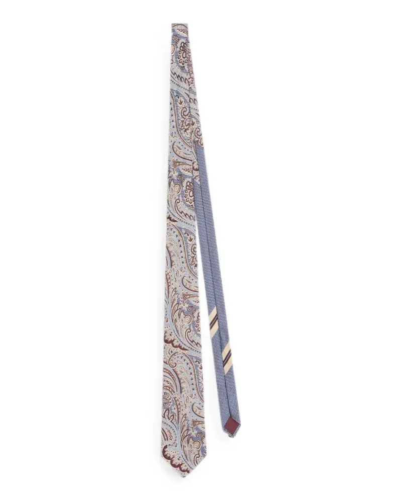 Dries van Noten Seidenkrawatte mit Print - Blau Blau