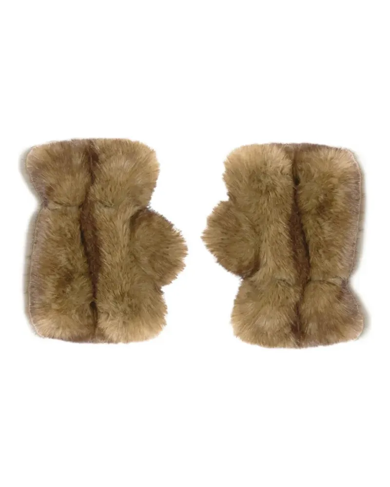 APPARIS Ariel faux-fur fingerless gloves - Braun Braun
