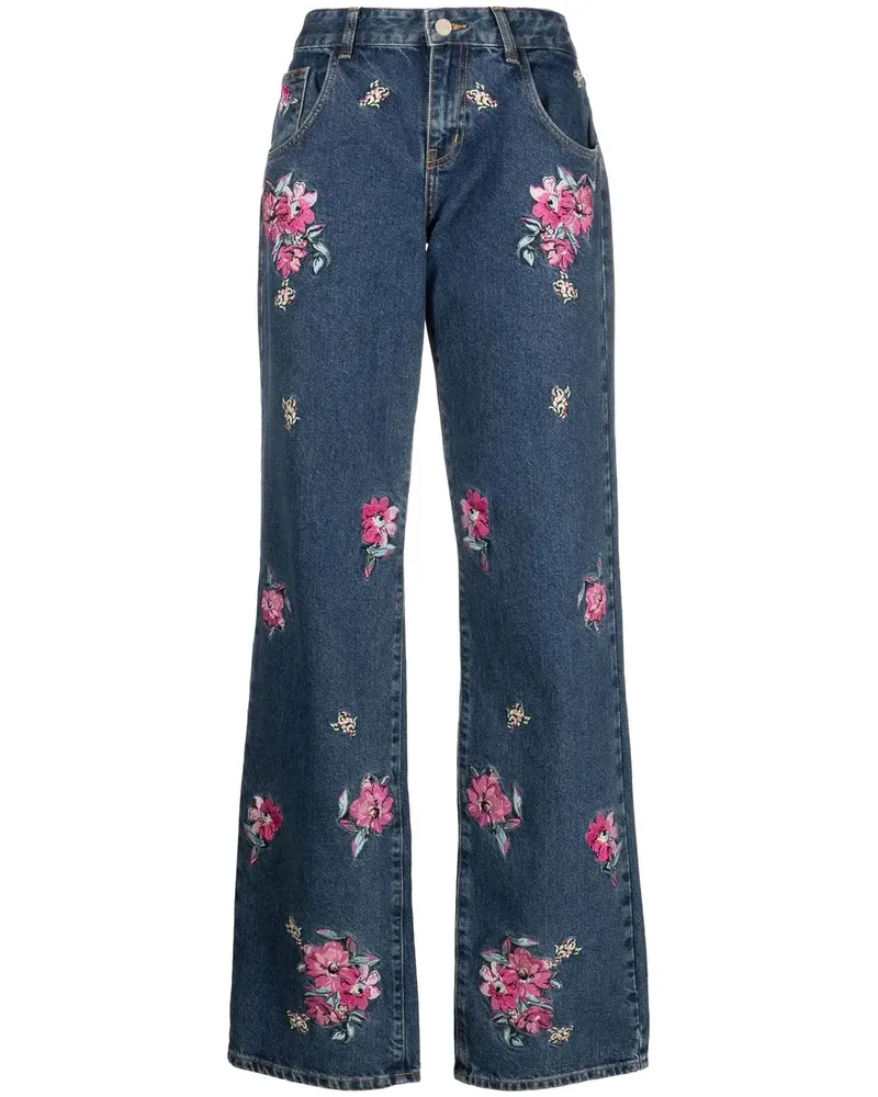 Blumarine Jeans mit Blumenstickerei - Blau Blau