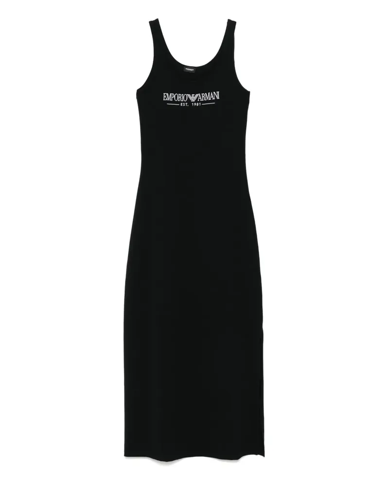 Emporio Armani Nachthemd mit Logo-Stickerei - Schwarz Schwarz